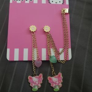 NWT Hello Kitty Mushroom Fairy Sanrio Ear Cuff Chain Earrings Hot Topic